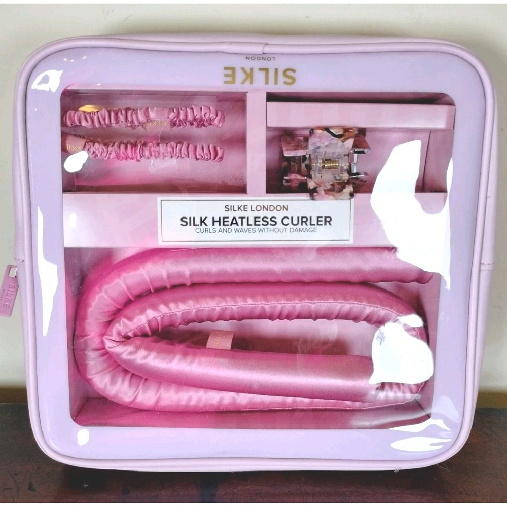 Silke London Silk Heatless Curler Set Pink Mulberry Silk New With Case